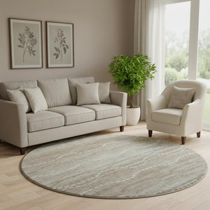 HomeRoots 8' X 10' Khaki And Ivory Abstract Geometric Area Rug – Washable, UV-Protected, Stain-Resistant Design 715283