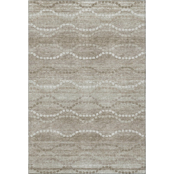 HomeRoots 9' X 12' Khaki & Ivory Abstract Geometric Area Rug – Washable, UV Protected, Durable & Stylish Design 715284