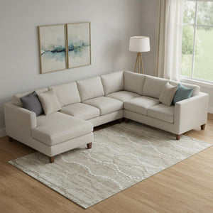 HomeRoots 9' X 12' Khaki & Ivory Abstract Geometric Area Rug – Washable, UV Protected, Durable & Stylish Design 715284