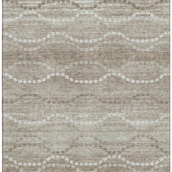 HomeRoots 10' Khaki and Ivory Abstract Geometric Area Rug – Washable, UV-Protected, and Ideal for Busy Homes 715285