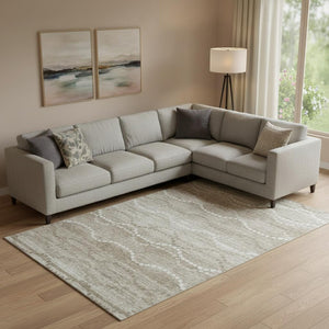 HomeRoots 10' Khaki and Ivory Abstract Geometric Area Rug – Washable, UV-Protected, and Ideal for Busy Homes 715285
