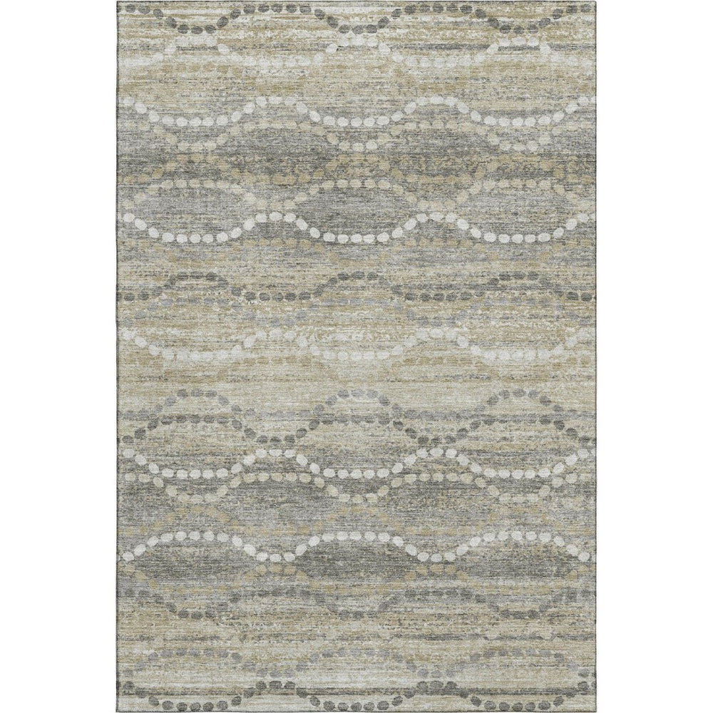HomeRoots 5' X 8' Stylish Pewter and Ivory Abstract Geometric Washable Area Rug with UV Protection & Durability 715287