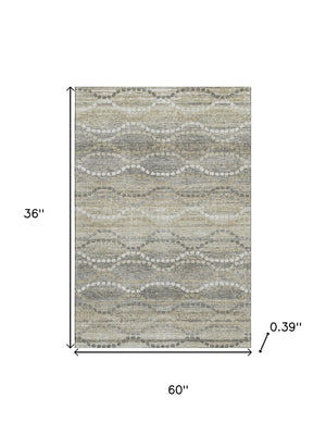 HomeRoots 5' X 8' Stylish Pewter and Ivory Abstract Geometric Washable Area Rug with UV Protection & Durability 715287