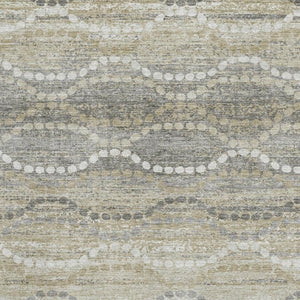 HomeRoots 8' Stylish Pewter and Ivory Abstract Round Rug - Washable, UV Protected, Perfect for High Traffic Areas 715288