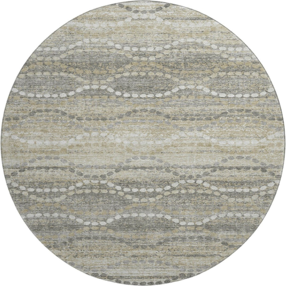 HomeRoots 8' X 10' Abstract Geometric Area Rug in Pewter & Ivory - Washable, Stain Resistant, UV Protected! 715289
