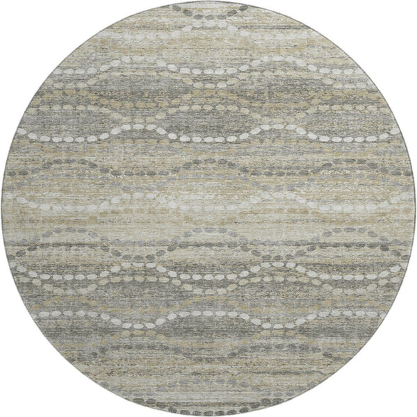 HomeRoots 8' X 10' Abstract Geometric Area Rug in Pewter & Ivory - Washable, Stain Resistant, UV Protected! 715289
