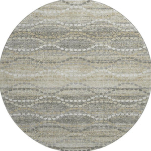 HomeRoots 8' X 10' Abstract Geometric Area Rug in Pewter & Ivory - Washable, Stain Resistant, UV Protected! 715289