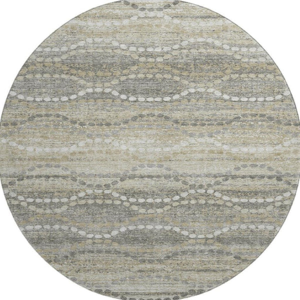 HomeRoots 8' X 10' Abstract Geometric Area Rug in Pewter & Ivory - Washable, Stain Resistant, UV Protected! 715289