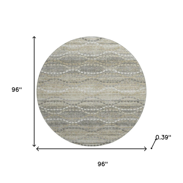 HomeRoots 8' X 10' Abstract Geometric Area Rug in Pewter & Ivory - Washable, Stain Resistant, UV Protected! 715289
