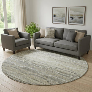 HomeRoots 8' X 10' Abstract Geometric Area Rug in Pewter & Ivory - Washable, Stain Resistant, UV Protected! 715289
