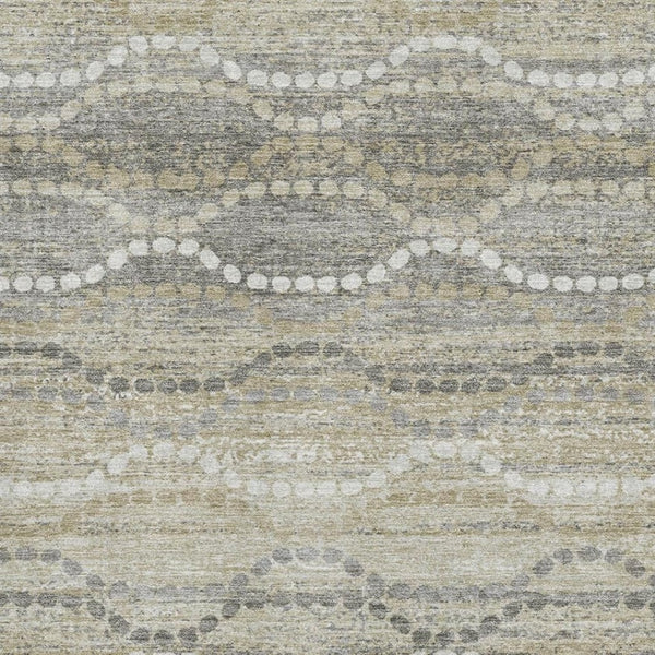 HomeRoots 9' X 12' Contemporary Pewter & Ivory Geometric Washable Area Rug with UV Protection for Homes 715290