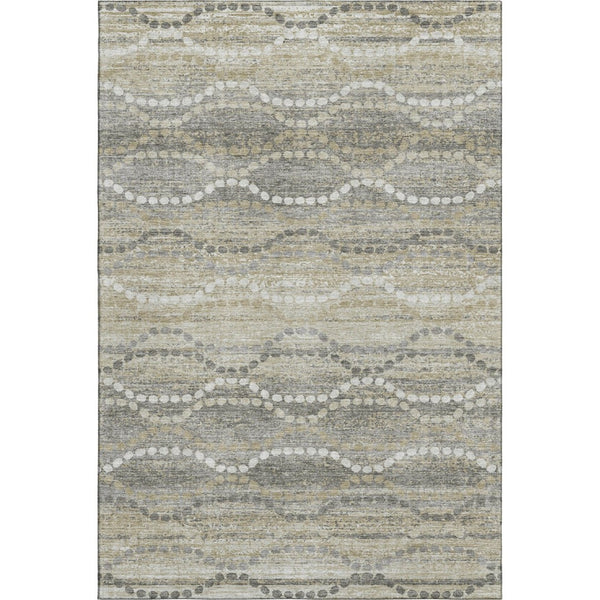 HomeRoots 10' X 14' Stylish Pewter and Ivory Geometric Washable Area Rug with UV Protection for Busy Homes 715291