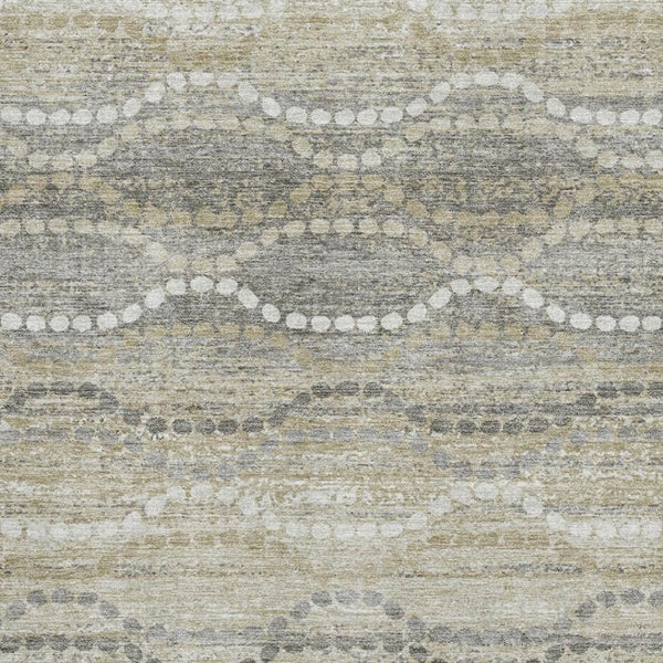 HomeRoots 10' X 14' Stylish Pewter and Ivory Geometric Washable Area Rug with UV Protection for Busy Homes 715291