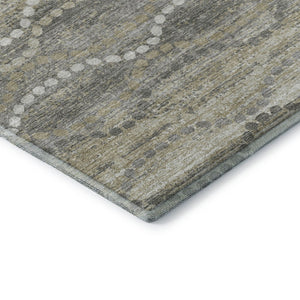 HomeRoots 10' X 14' Stylish Pewter and Ivory Geometric Washable Area Rug with UV Protection for Busy Homes 715291