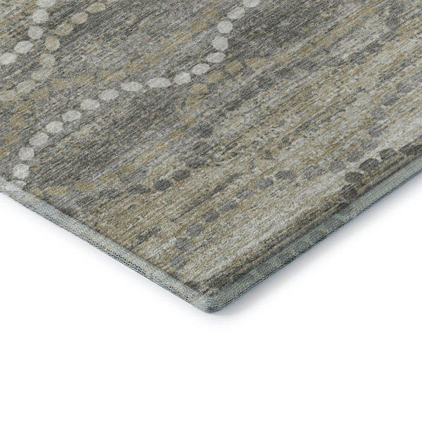 HomeRoots 10' X 14' Stylish Pewter and Ivory Geometric Washable Area Rug with UV Protection for Busy Homes 715291