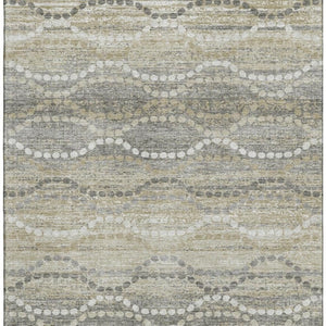 HomeRoots 10' X 14' Stylish Pewter and Ivory Geometric Washable Area Rug with UV Protection for Busy Homes 715291