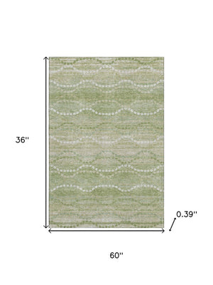 HomeRoots 5' X 8' Stylish Sage and Ivory Geometric Area Rug - Washable, Stain-Resistant, UV Protected Design 715293