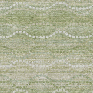 HomeRoots 8' Sage and Ivory Abstract Round Rug - Machine Washable, UV Protected, Stain Resistant, Non-Slip Design 715294
