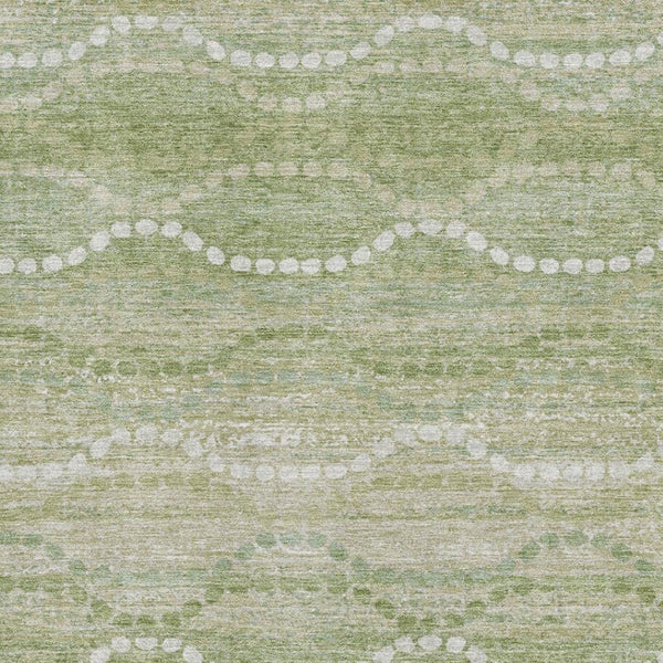 HomeRoots 8' Sage and Ivory Abstract Round Rug - Machine Washable, UV Protected, Stain Resistant, Non-Slip Design 715294