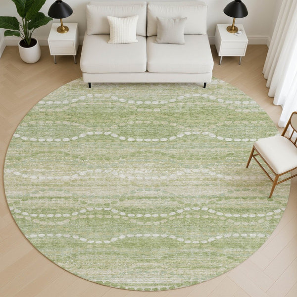 HomeRoots 8' X 10' Sage and Ivory Abstract Geometric Area Rug - Washable, UV Protected, Stain Resistant Design 715295