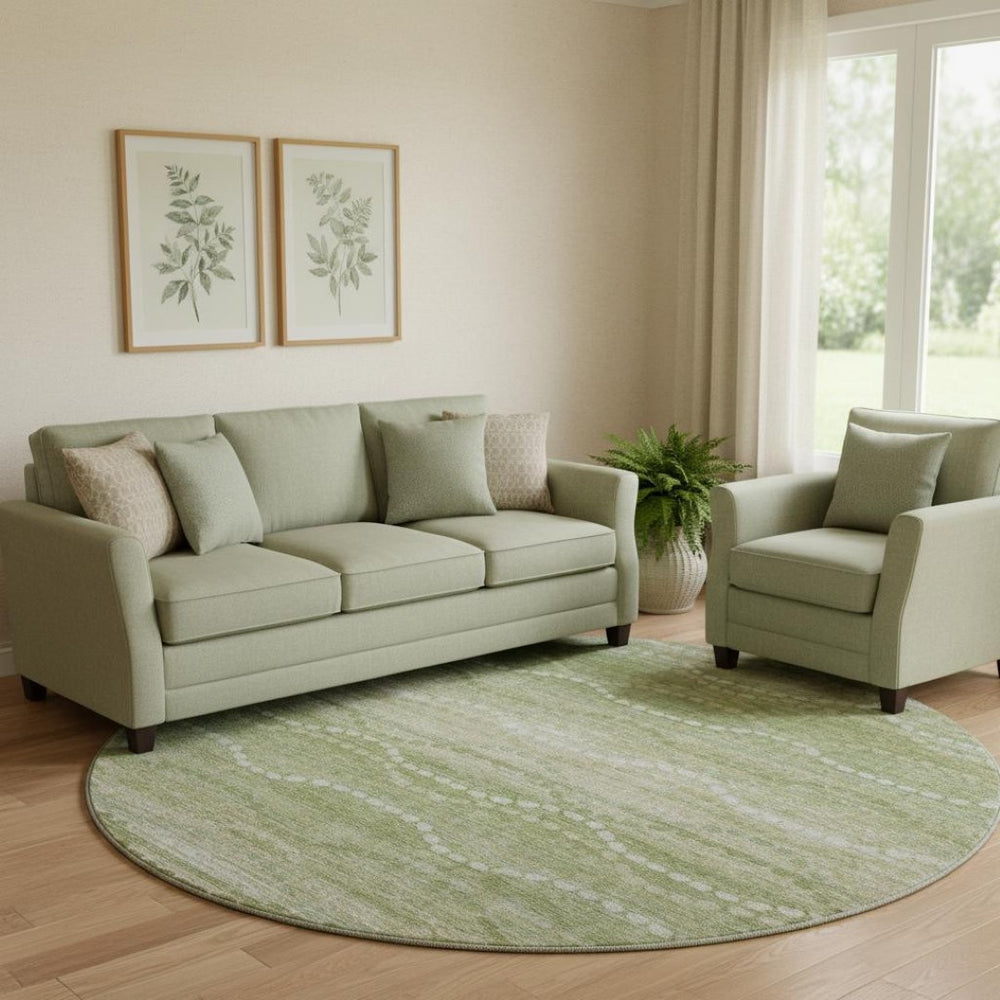 HomeRoots 8' X 10' Sage and Ivory Abstract Geometric Area Rug - Washable, UV Protected, Stain Resistant Design 715295