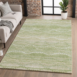 HomeRoots 9' X 12' Sage & Ivory Geometric Area Rug - Washable, UV-Protected, Stain-Resistant for Busy Homes 715296