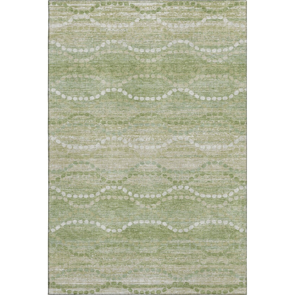 HomeRoots 9' X 12' Sage & Ivory Geometric Area Rug - Washable, UV-Protected, Stain-Resistant for Busy Homes 715296