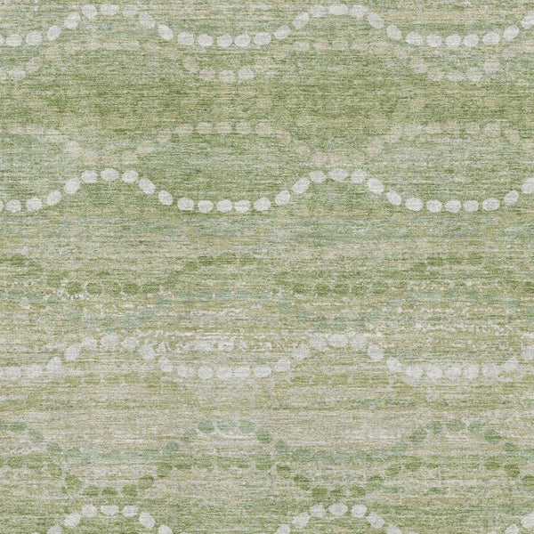 HomeRoots 9' X 12' Sage & Ivory Geometric Area Rug - Washable, UV-Protected, Stain-Resistant for Busy Homes 715296