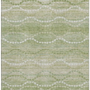 HomeRoots 9' X 12' Sage & Ivory Geometric Area Rug - Washable, UV-Protected, Stain-Resistant for Busy Homes 715296