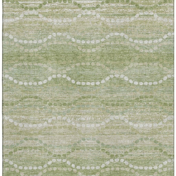 HomeRoots 9' X 12' Sage & Ivory Geometric Area Rug - Washable, UV-Protected, Stain-Resistant for Busy Homes 715296