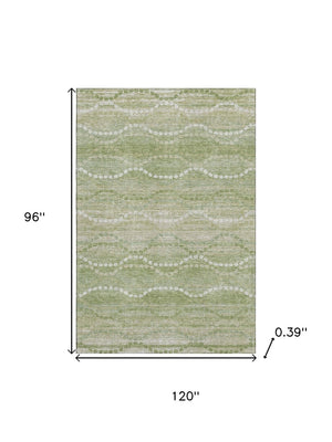 HomeRoots 9' X 12' Sage & Ivory Geometric Area Rug - Washable, UV-Protected, Stain-Resistant for Busy Homes 715296