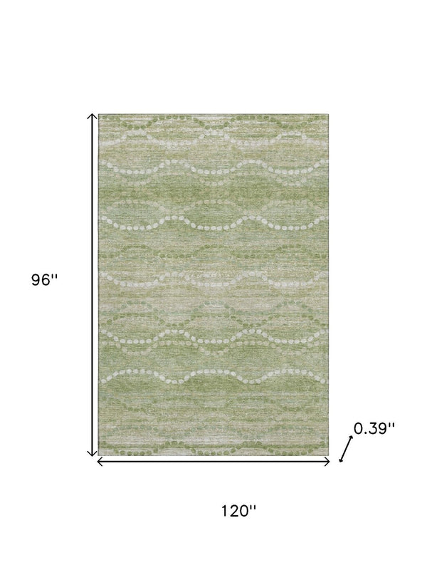 HomeRoots 9' X 12' Sage & Ivory Geometric Area Rug - Washable, UV-Protected, Stain-Resistant for Busy Homes 715296