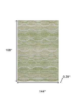 HomeRoots 10' Sage and Ivory Abstract Geometric Area Rug - Washable, UV-Protected, Stain-Resistant, Durable Design 715297