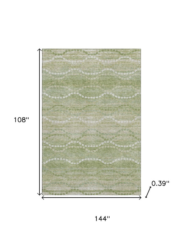 HomeRoots 10' Sage and Ivory Abstract Geometric Area Rug - Washable, UV-Protected, Stain-Resistant, Durable Design 715297