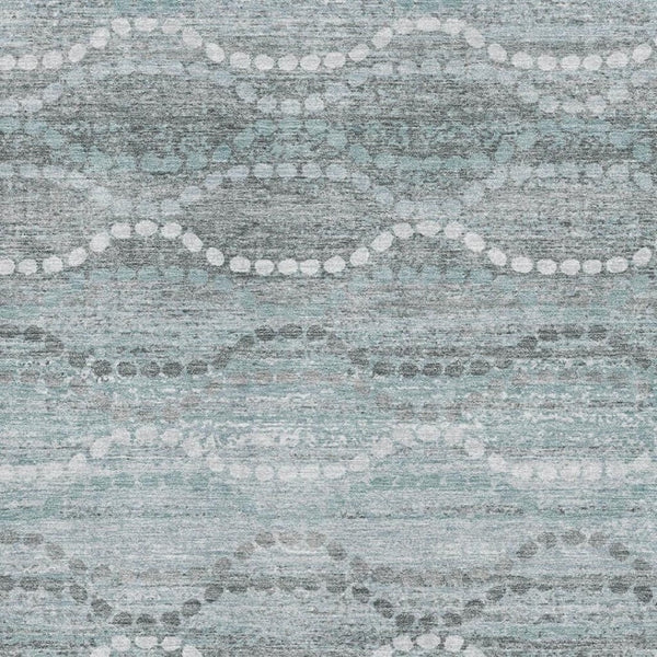 HomeRoots 5' X 8' Teal And Ivory Abstract Geometric Area Rug - Washable, UV Protected, Pet Friendly Design! 715299