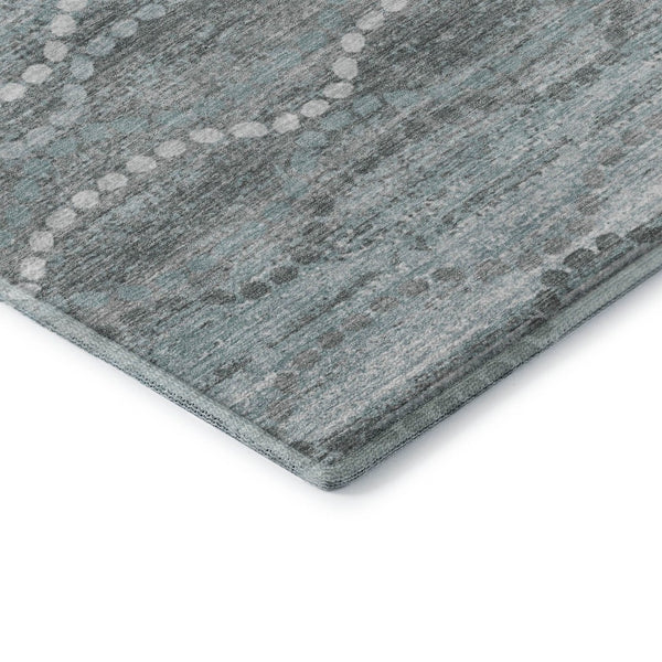 HomeRoots 8' Teal and Ivory Abstract Geometric Round Rug - Washable, UV-Protected, Stain-Resistant, Durable Design 715300