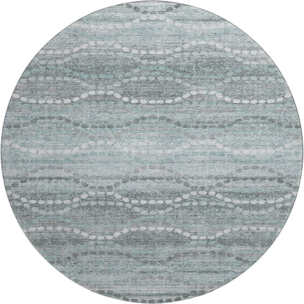 HomeRoots 8' X 10' Stylish Teal & Ivory Abstract Area Rug - Washable, UV Protected, Non-Slip, Family Friendly! 715301