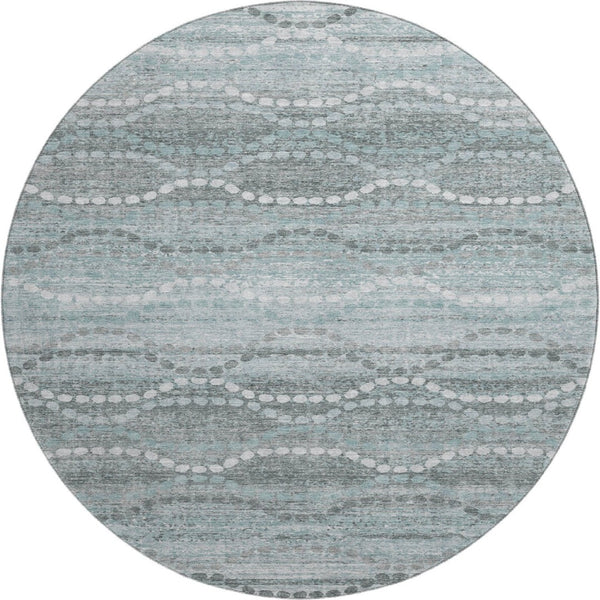 HomeRoots 8' X 10' Stylish Teal & Ivory Abstract Area Rug - Washable, UV Protected, Non-Slip, Family Friendly! 715301
