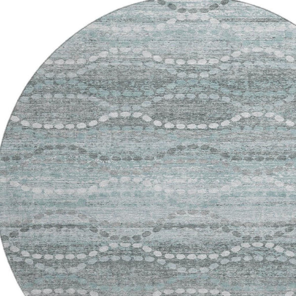 HomeRoots 8' X 10' Stylish Teal & Ivory Abstract Area Rug - Washable, UV Protected, Non-Slip, Family Friendly! 715301