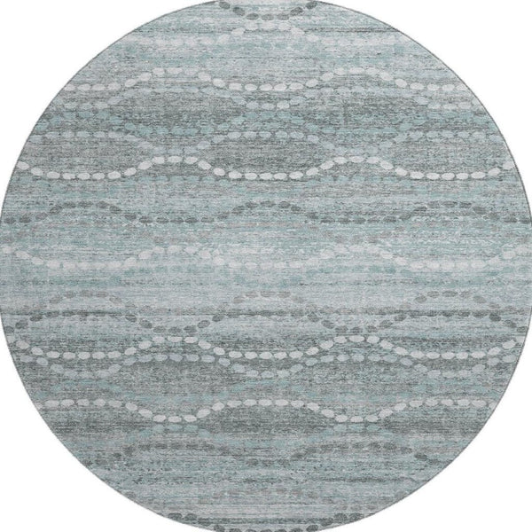HomeRoots 8' X 10' Stylish Teal & Ivory Abstract Area Rug - Washable, UV Protected, Non-Slip, Family Friendly! 715301
