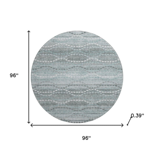 HomeRoots 8' X 10' Stylish Teal & Ivory Abstract Area Rug - Washable, UV Protected, Non-Slip, Family Friendly! 715301