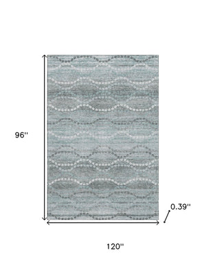 HomeRoots 9' X 12' Teal & Ivory Abstract Geometric Area Rug - Washable, Stain-Resistant, UV Protected Design! 715302