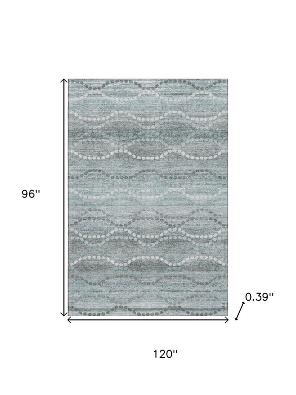 HomeRoots 9' X 12' Teal & Ivory Abstract Geometric Area Rug - Washable, Stain-Resistant, UV Protected Design! 715302