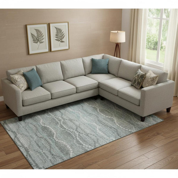HomeRoots 9' X 12' Teal & Ivory Abstract Geometric Area Rug - Washable, Stain-Resistant, UV Protected Design! 715302