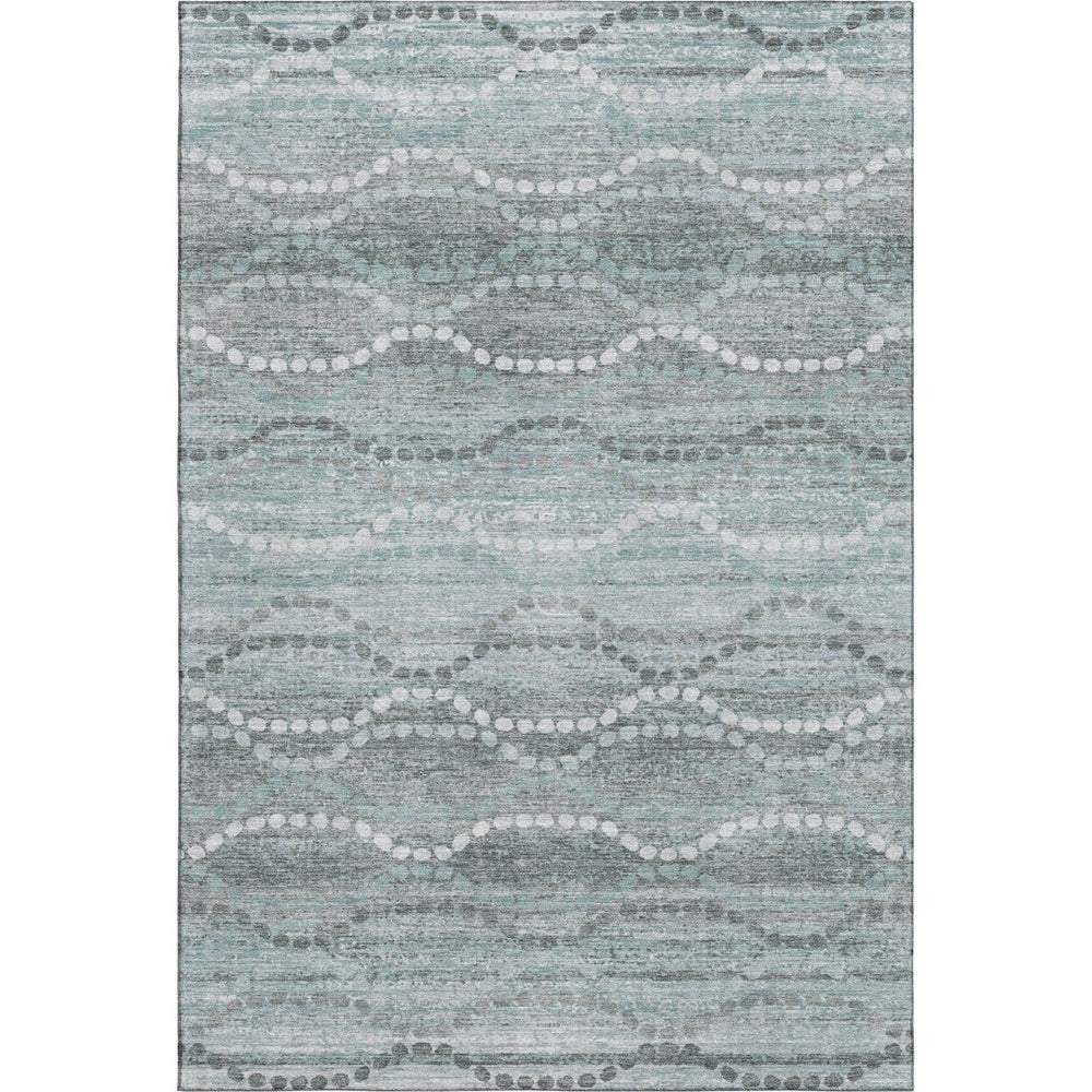HomeRoots 10' X 14' Teal & Ivory Abstract Geometric Area Rug - Washable, UV-Protected, Perfect for High-Traffic Spaces 715303