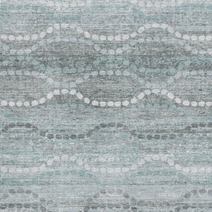 HomeRoots 10' X 14' Teal & Ivory Abstract Geometric Area Rug - Washable, UV-Protected, Perfect for High-Traffic Spaces 715303