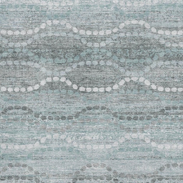 HomeRoots 10' X 14' Teal & Ivory Abstract Geometric Area Rug - Washable, UV-Protected, Perfect for High-Traffic Spaces 715303