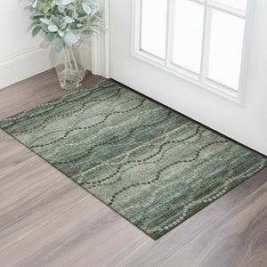 HomeRoots 5' X 8' Sage and Gray Abstract Geometric Area Rug - Washable, UV-Protected, Family-Friendly Style! 715305