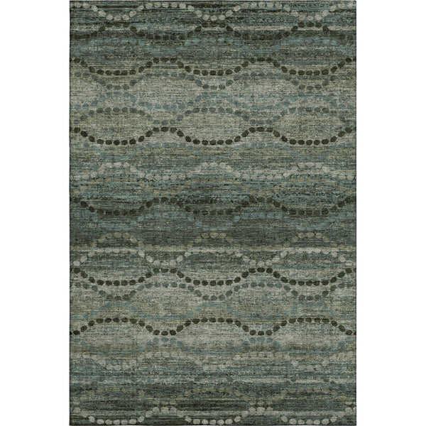 HomeRoots 8' Sage and Gray Abstract Round Rug - Washable, Stain Resistant, UV Protected for Modern Spaces 715306