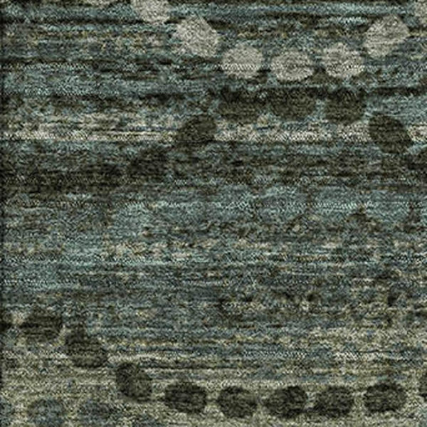 HomeRoots 8' Sage and Gray Abstract Round Rug - Washable, Stain Resistant, UV Protected for Modern Spaces 715306